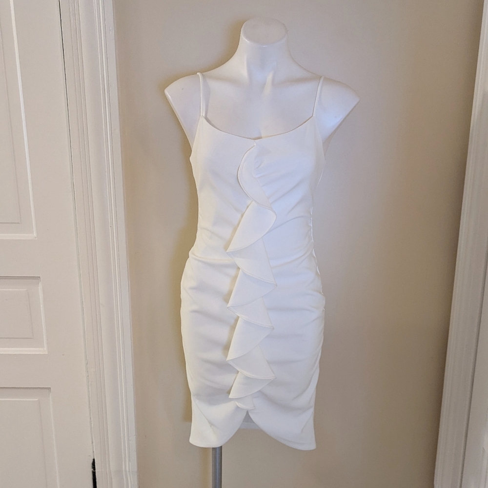 Likely White Ruffle Adjustable Spaghetti Strap Dr… - image 1